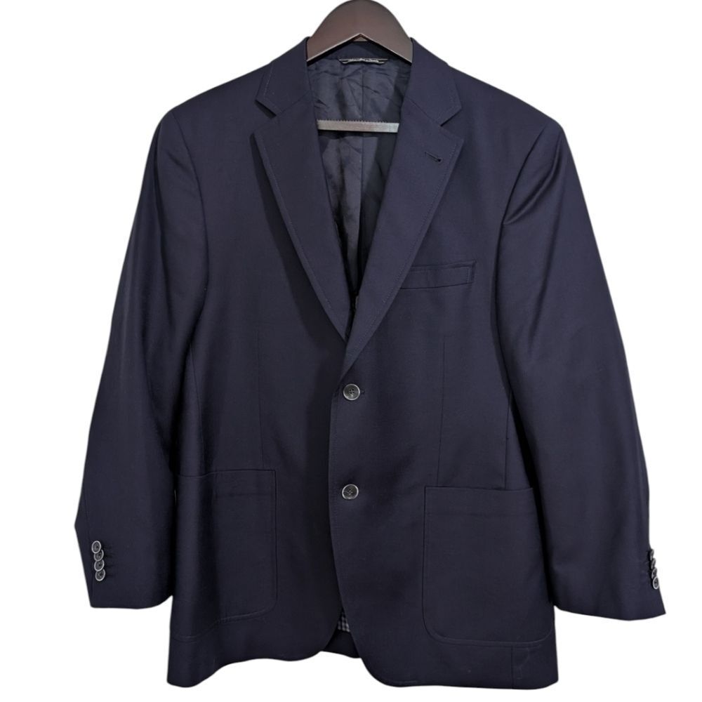 Sam Malouf Authentic Luxury Navy Blue Wool Sport Coat Blazer - 41S